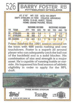 1992 Topps - Gold #526 Barry Foster Back