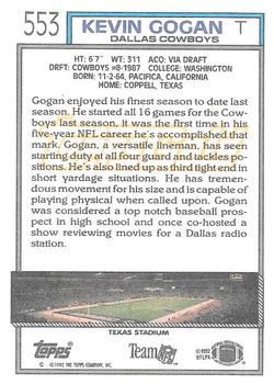 1992 Topps - Gold #553 Kevin Gogan Back