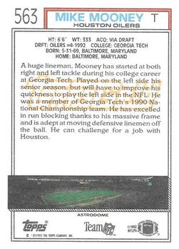 1992 Topps - Gold #563 Mike Mooney Back
