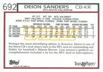 1992 Topps - Gold #692 Deion Sanders Back