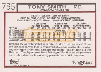1992 Topps - Gold #735 Tony Smith Back