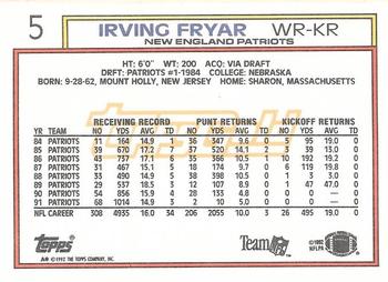 1992 Topps - Gold #5 Irving Fryar Back