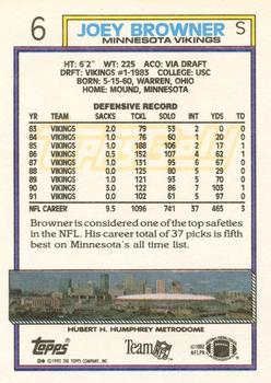 1992 Topps - Gold #6 Joey Browner Back