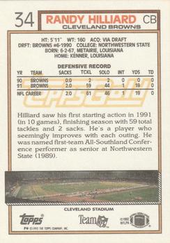 1992 Topps - Gold #34 Randy Hilliard Back