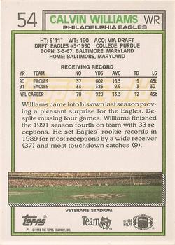 1992 Topps - Gold #54 Calvin Williams Back