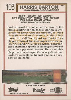 1992 Topps - Gold #103 Harris Barton Back