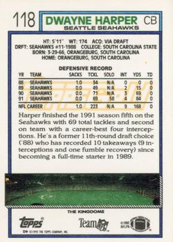 1992 Topps - Gold #118 Dwayne Harper Back