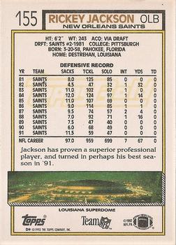1992 Topps - Gold #155 Rickey Jackson Back
