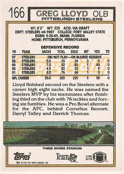 1992 Topps - Gold #166 Greg Lloyd Back
