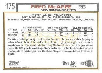 1992 Topps - Gold #175 Fred McAfee Back