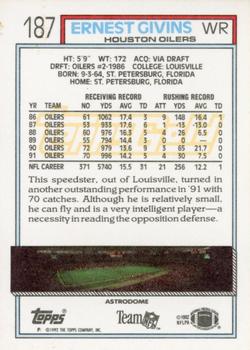  1992 Stadium Club #293 Ernest Givins MC - Houston Oilers  (Members Choice) : Collectibles & Fine Art