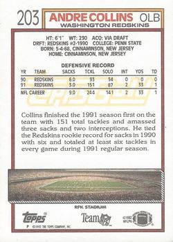 1992 Topps - Gold #203 Andre Collins Back