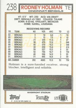 1992 Topps - Gold #238 Rodney Holman Back