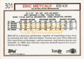 1992 Topps - Gold #301 Eric Metcalf Back
