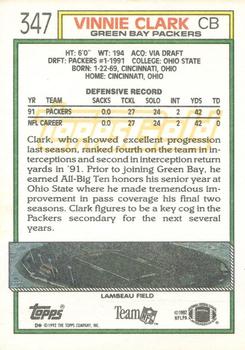 1992 Topps - Gold #347 Vinnie Clark Back