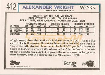 1992 Topps - Gold #412 Alexander Wright Back