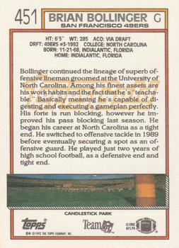 1992 Topps - Gold #451 Brian Bollinger Back