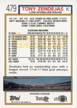 1992 Topps - Gold #479 Tony Zendejas Back