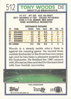 1992 Topps - Gold #512 Tony Woods Back