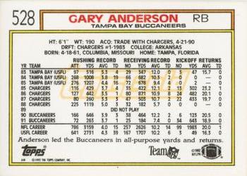 1992 Topps - Gold #528 Gary Anderson Back