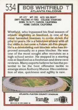 1992 Topps - Gold #534 Bob Whitfield Back