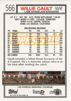 1992 Topps - Gold #566 Willie Gault Back