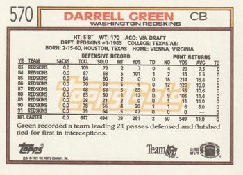 1992 Topps - Gold #570 Darrell Green Back
