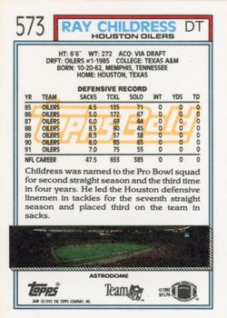 1992 Topps - Gold #573 Ray Childress Back