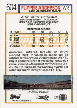 1992 Topps - Gold #604 Flipper Anderson Back