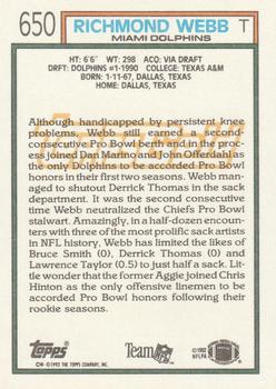 1992 Topps - Gold #650 Richmond Webb Back