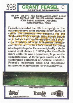 1992 Topps - Gold #398 Grant Feasel Back