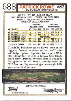 1992 Topps - Gold #688 Patrick Rowe Back