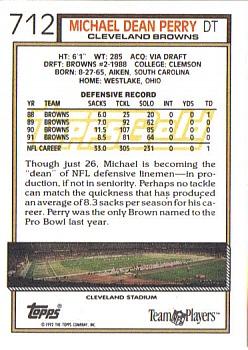 1992 Topps - Gold #712 Michael Dean Perry Back