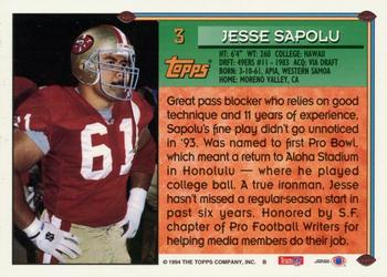 1994 Topps - Special Effects #3 Jesse Sapolu Back