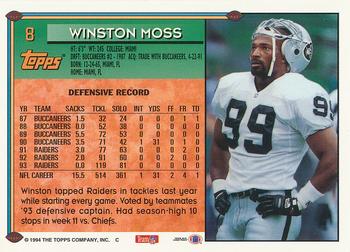 1994 Topps - Special Effects #8 Winston Moss Back
