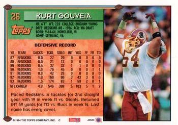 1994 Topps - Special Effects #26 Kurt Gouveia Back