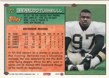 1994 Topps - Special Effects #72 Renaldo Turnbull Back