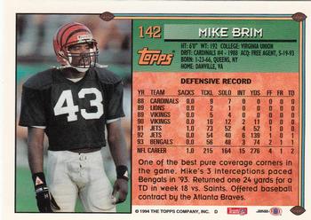 1994 Topps - Special Effects #142 Mike Brim Back