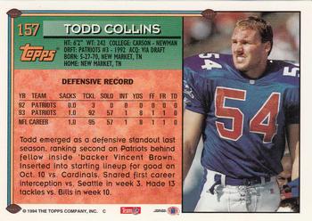 1994 Topps - Special Effects #157 Todd Collins Back