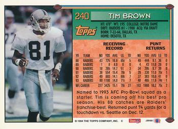 1994 Topps - Special Effects #240 Tim Brown Back