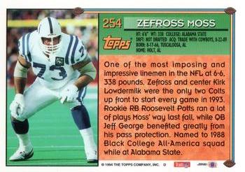 1994 Topps - Special Effects #254 Zefross Moss Back