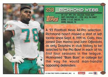 1994 Topps - Special Effects #258 Richmond Webb Back