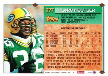 1994 Topps - Special Effects #277 LeRoy Butler Back