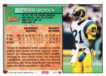 1994 Topps - Special Effects #304 Deral Boykin Back
