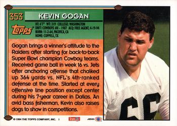 1994 Topps - Special Effects #353 Kevin Gogan Back