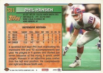 1994 Topps - Special Effects #381 Phil Hansen Back