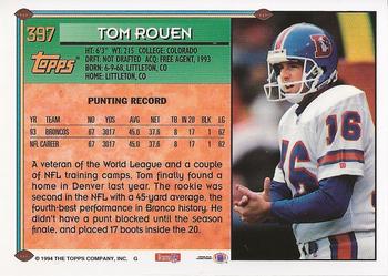 1994 Topps - Special Effects #397 Tom Rouen Back