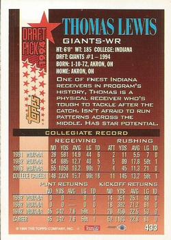 1994 Topps - Special Effects #433 Thomas Lewis Back
