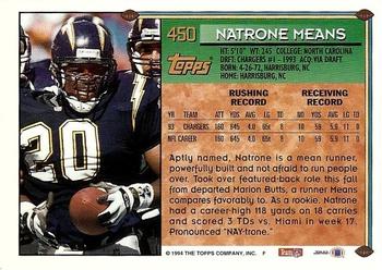 1994 Topps - Special Effects #450 Natrone Means Back