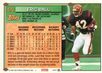 1994 Topps - Special Effects #476 Eric Ball Back